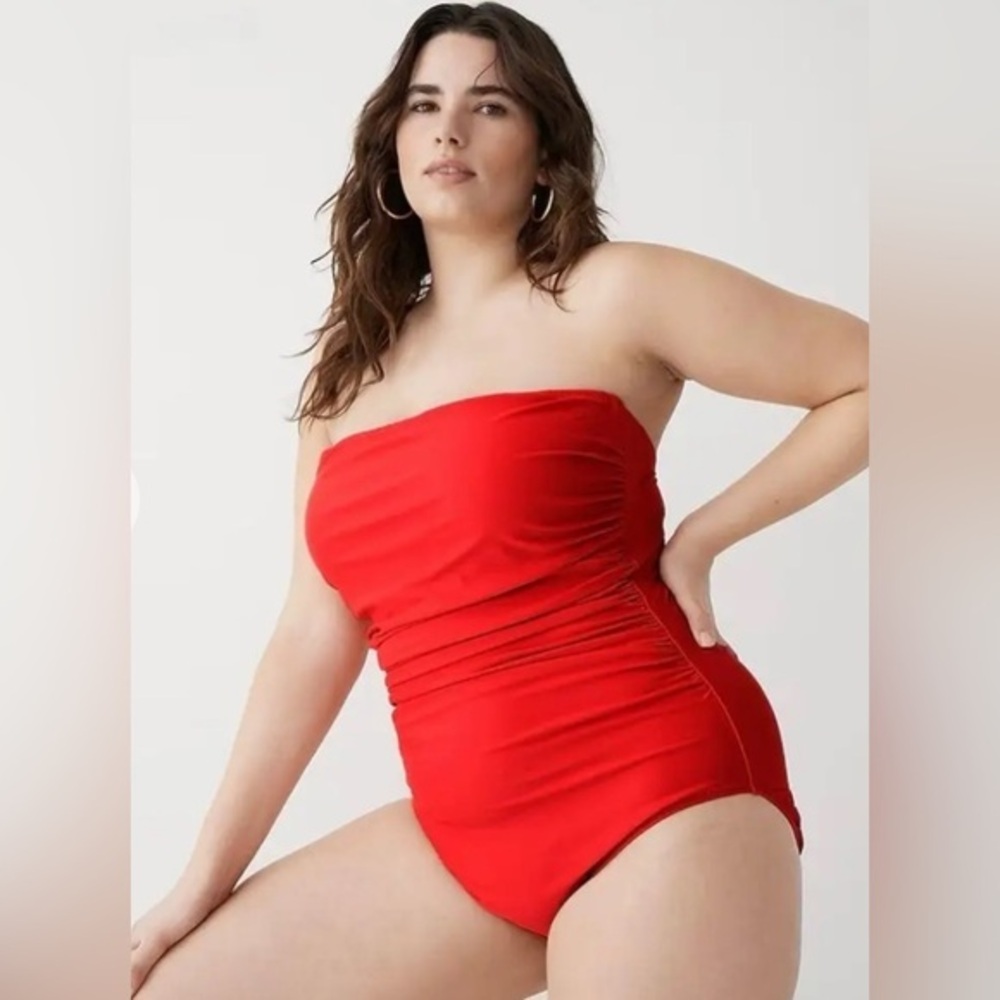 NEW…J.Crew Womens Gemma Ruched Bandeau One Piece Swimsuit